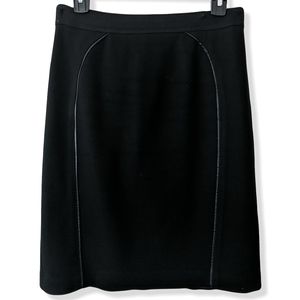 Black pencil skirt w leather trim